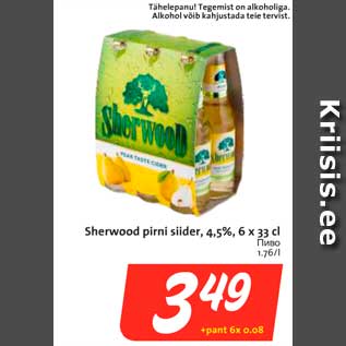 Allahindlus - Sherwood pirni siider, 4,5%, 6 x 33 cl