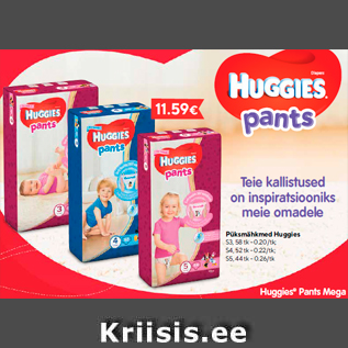 Allahindlus - Püksmähkmed Huggies