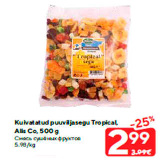 Allahindlus - Kuivatatud puuviljasegu Tropical, Alis Co, 500 g