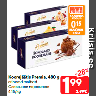 Allahindlus - Koorejäätis Premia, 480 g