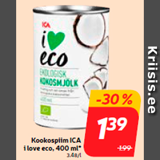 Allahindlus - Kookospiim ICA i love eco, 400 ml*