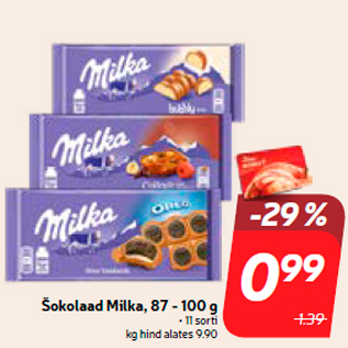 Allahindlus - Šokolaad Milka, 87 - 100 g