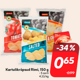 Allahindlus - Kartulikrõpsud Rimi, 150 g