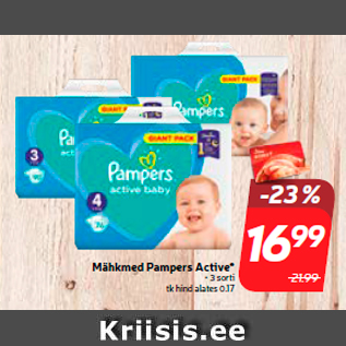 Allahindlus - Mähkmed Pampers Active*