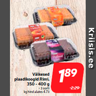 Allahindlus - Väikesed plaadikoogid Rimi, 350 - 400 g