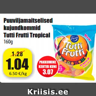 Allahindlus - Puuviljamaitselised kujundkommid Tutti Frutti Tropical 160g