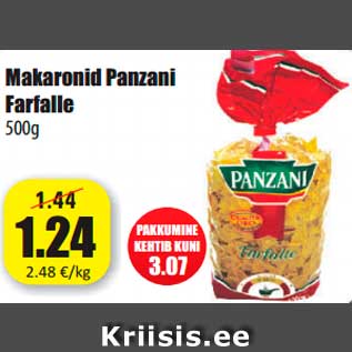 Allahindlus - Makaronid Panzani Farfalle 500g