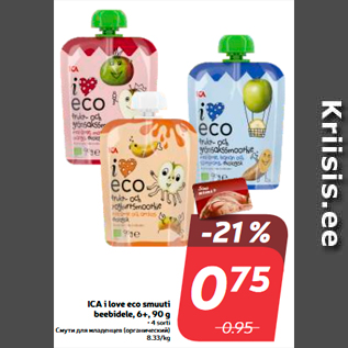 Allahindlus - ICA i love eco smuuti beebidele, 6+, 90 g