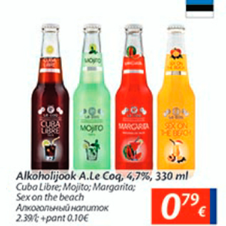 Allahindlus - Alkohoolijook A.Le Coq, 4,7%, 330 ml