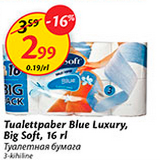 Allahindlus - Tualettpaber Blue Luxury, Big Soft