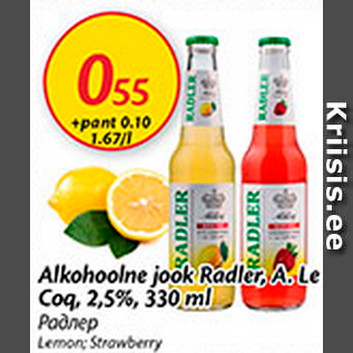 Allahindlus - Alkohoolne jook Radler, A.Le Cog