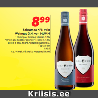 Allahindlus - Saksamaa KPN vein Weingut G.H. von MUMM