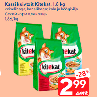 Allahindlus - Kassi kuivtoit Kitekat, 1,8 kg