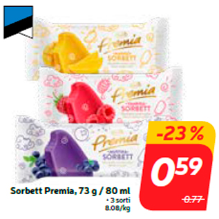 Allahindlus - Sorbett Premia, 73 g / 80 ml