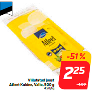 Allahindlus - Viilutatud juust Atleet Kuldne, Valio, 500 g