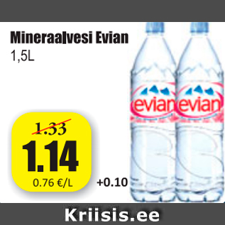 Allahindlus - Mineraalvesi Evian 1,5 L