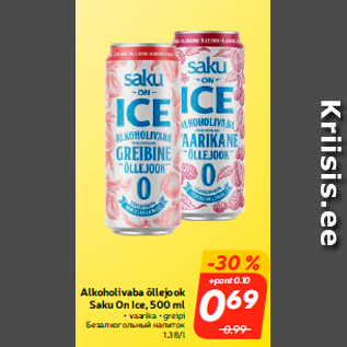 Allahindlus - Alkoholivaba õllejook Saku On Ice, 500 ml