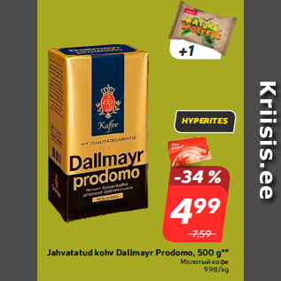 Allahindlus - Jahvatatud kohv Dallmayr Prodomo, 500 g**