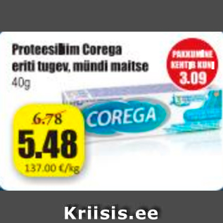 Allahindlus - Proteesiliim Corega eriti tugev, Mündi maitse 40 g