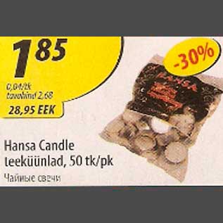 Allahindlus - Hansa Candle teeküünlad