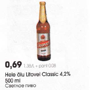 Allahindlus - Hete õlu Litovel Classic 4,2% 500 ml