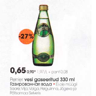 Allahindlus - Реrriеr vesi gaseeritud 330 ml