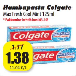 Allahindlus - Hambapasta Colgate