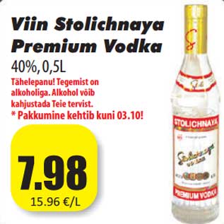 Allahindlus - Viin Stolichnaya Premium Vodka