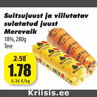 Allahindlus - Suitsujuust ja viilutatav sulatatud juust Merevaik