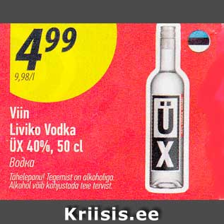 Allahindlus - Viin Liviko Vodka ÜX