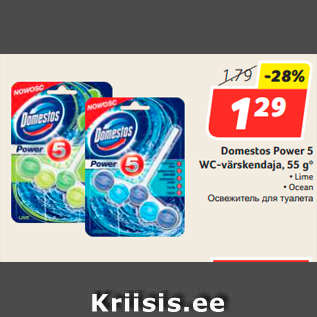 Allahindlus - Domestos Power 5 WC-värskendaja, 55 g*