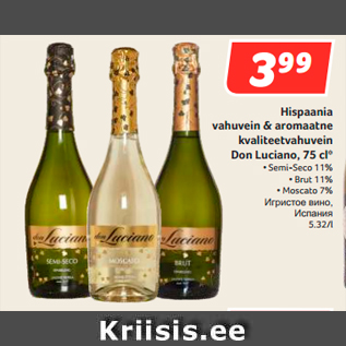 Allahindlus - Hispaania vahuvein & aromaatne kvaliteetvahuvein Don Luciano, 75 cl*