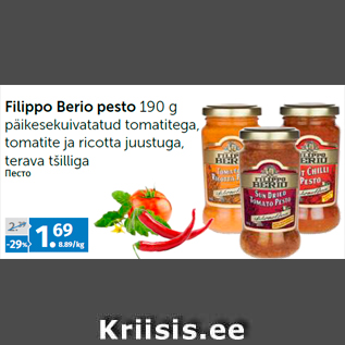 Allahindlus - Filippo Berio pesto 190 g