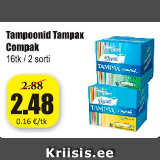 Allahindlus - Tampoonid Tampax Compak