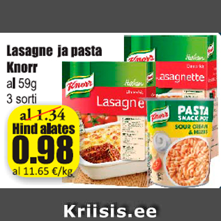 Allahindlus - Lasagne ja pasta Knor