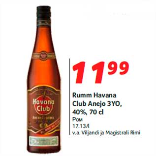 Allahindlus - Rumm Havana Club Anejo 3YO, 40%, 70 cl