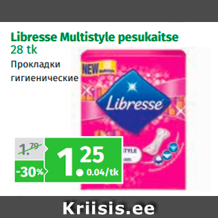 Allahindlus - Libresse Multistyle pesukaitse 28 tk