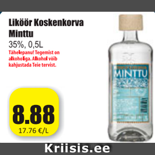 Allahindlus - Liköör Kostenkorva Minttu