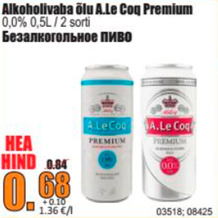 Allahindlus - Alkoholivaba õlu A.Le Coq Premium