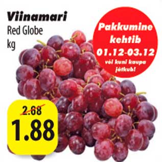 Allahindlus - Viinamari Red Globe kg