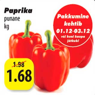 Allahindlus - Paprika punane kg