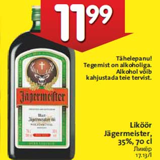 Allahindlus - Liköör Jägermeister, 35%, 70 cl