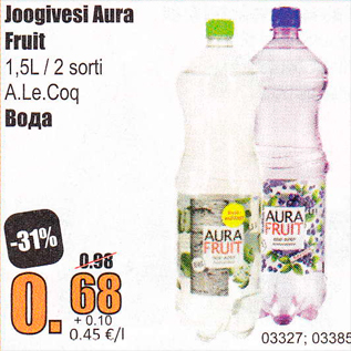 Allahindlus - Joogivesi Aura Fruit