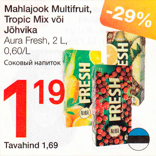 Allahindlus - Mahlajook Multifruit, Tropic Mix või Jõhvika