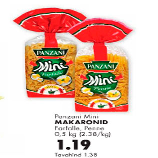 Allahindlus - Panzani Mini makaronid Farfalle,Penne