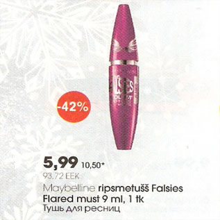 Allahindlus - Maybelline ripsmetušš Falsies Flared must