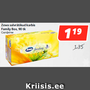 Allahindlus - Zewa salvrätikud karbis Family Box, 90 tk