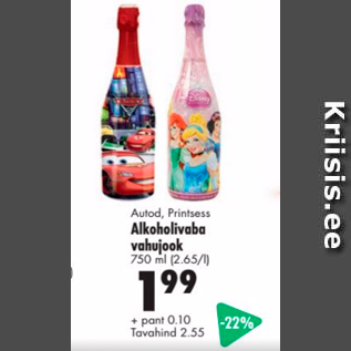 Allahindlus - Autod, Printsess Alkoholivaba vahujook 750 ml