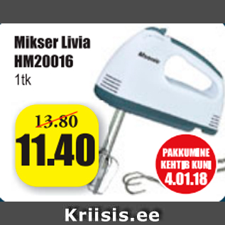 Allahindlus - Mikser Livia HM20016 1 tk