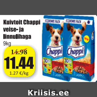 Allahindlus - Kuivtoit Chappi veise- ja linnulihaga 9 kg